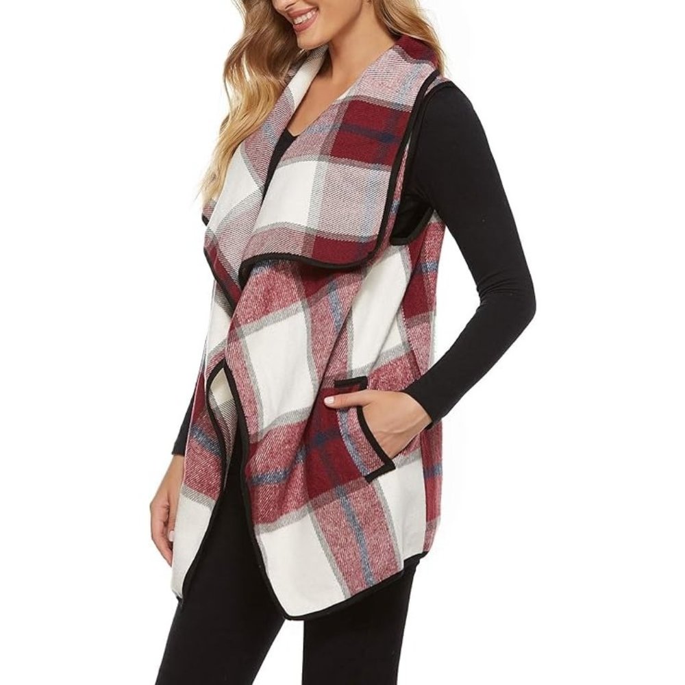 Open Front Draped Lapel Vest - Women's SIZE S